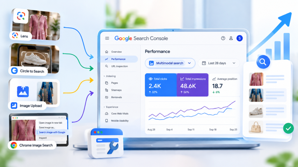 Google Search Console multimodal search performance reporting dashboard